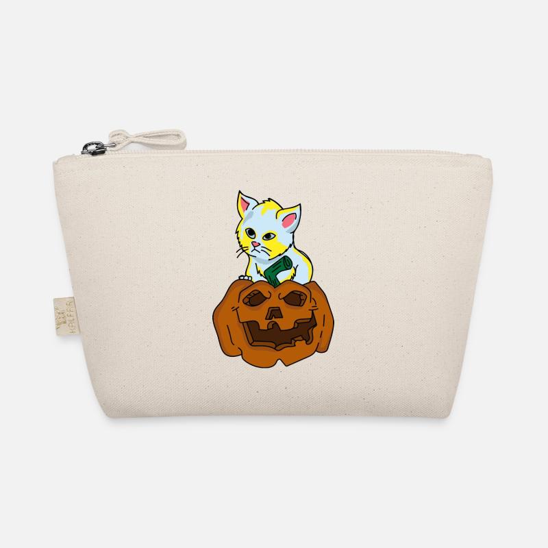 Kitten sits on pumpkin Halloween Organic Pouch