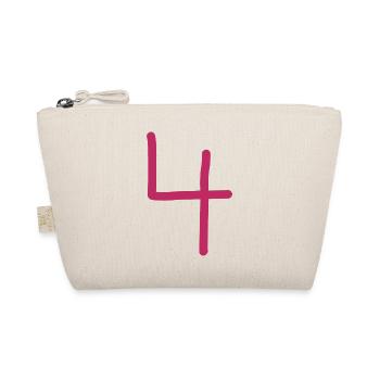 4 Number four pink number red Birthday - Organic Pouch - nature - Front