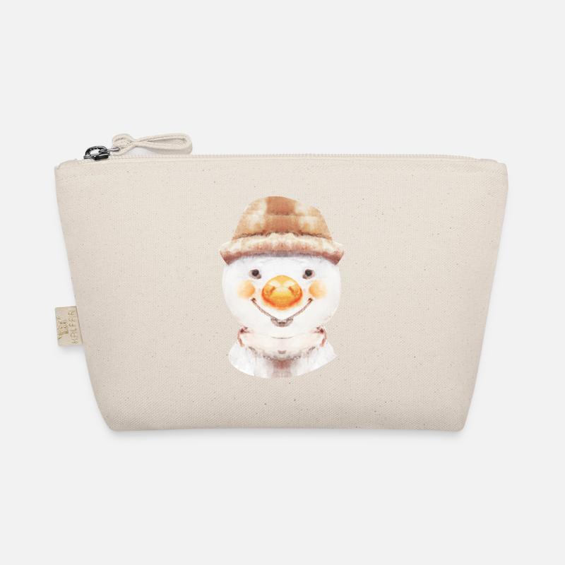 Cheerful snowman face Organic Pouch