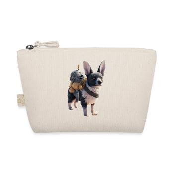 Cute dog with cuddly toy - Organic Pouch - nature - Front