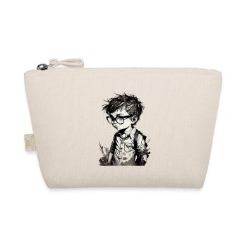 Cartoon Little Boy with Glasses - Organic Pouch - nature - Front