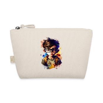 Dessin animé petit garçon avec lunettes couleur deux - Trousse biologique - nature - Devant
