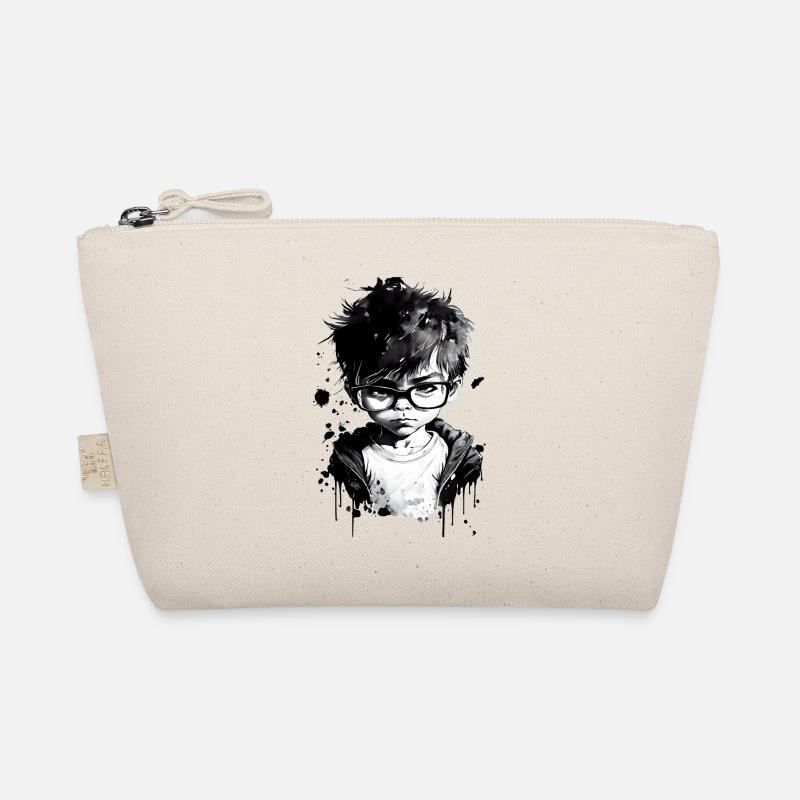 Junge mit Brille in der Schule one. Bio-Täschchen