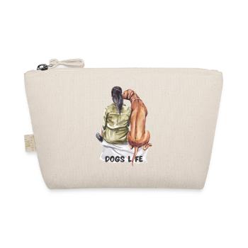 Fille aux cheveux noirs avec chien de chasse Chiens Vie - Trousse biologique - nature - Devant