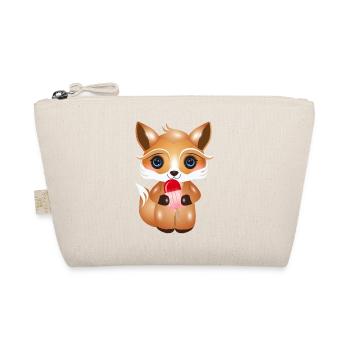niedlicher Kawaii Fuchs mit rotem Eis am Stil - Bio-Täschchen - Natur - Vorne