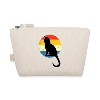 Retro Vintage Cute Cat Sunset Design - Organic Pouch - nature - Front
