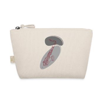 "Saxophone", Boho Line Art Design, Series "Music" - Organic Pouch - nature - Front