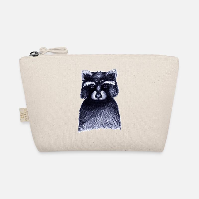 Dunkelschwarzer und weißer Waschbär Bio-Täschchen