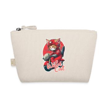 Vintage-Biker-Katze - Bio-Täschchen - Natur - Vorne