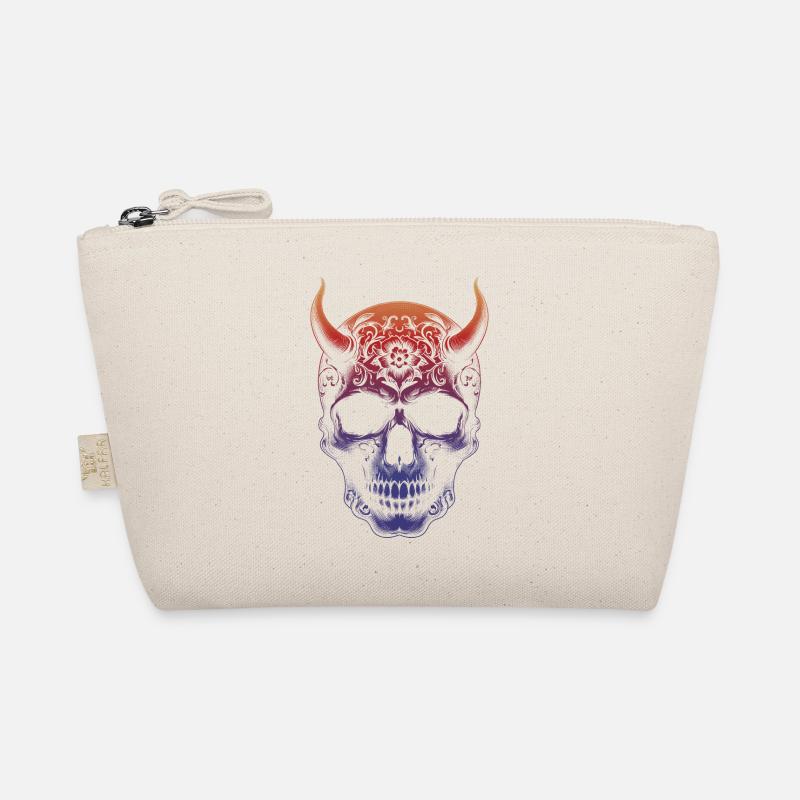 Totenkopf mit Hörnern - Bio-Täschchen - Natur