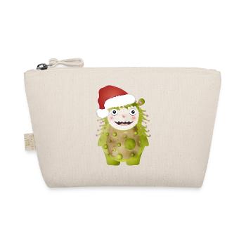 Cheerful green monster celebrating Christmas - Organic Pouch - nature - Front