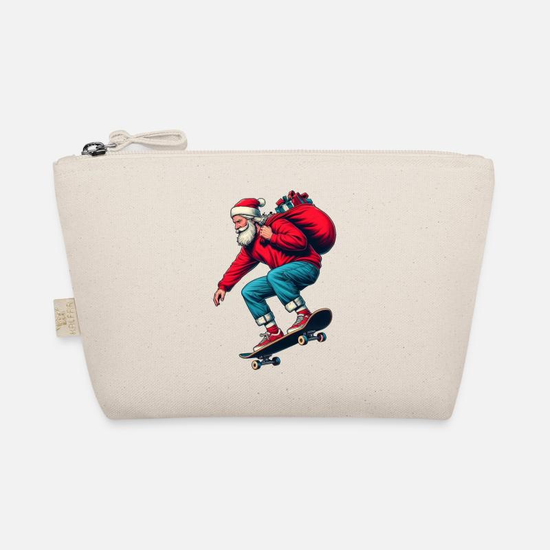 Weihnachtsmann Schlittschuh! Er springt auf ein Skateboard. Bio-Täschchen