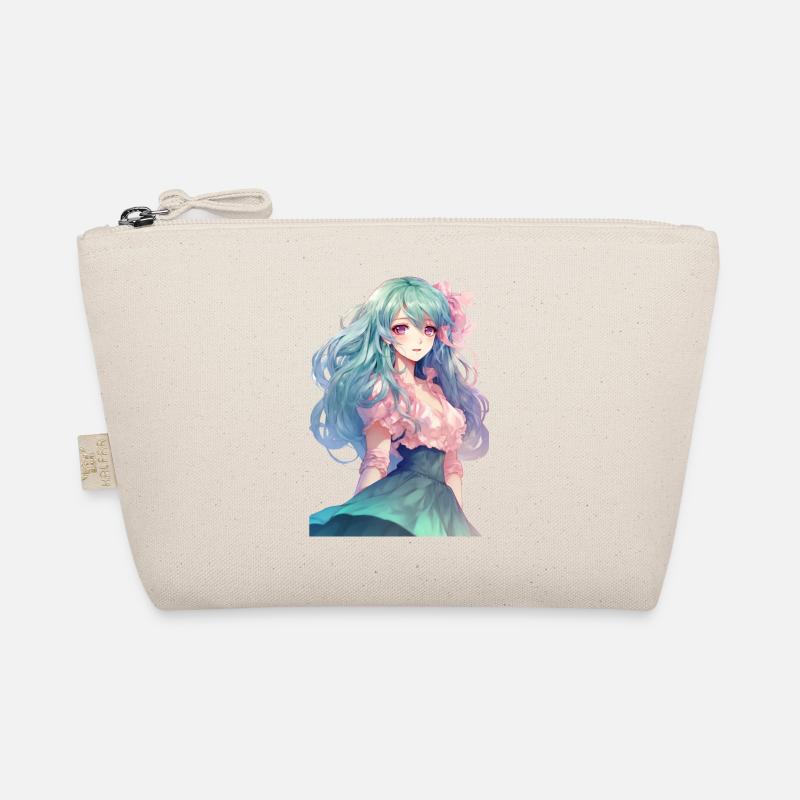 Anime-Mädchen mit rosa Haaren - Bio-Täschchen - Natur