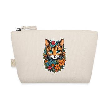 Katze und Blume Aquarell - Bio-Täschchen - Natur - Vorne