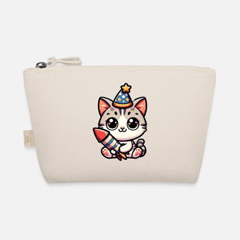 Nouvel An Réveillon du Nouvel An Chat Rocket Bande dessinée mignonne Trousse biologique