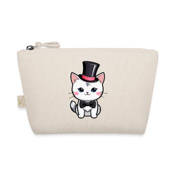 Chat blanc avec un chapeau et nœud papillon - Trousse biologique - nature - Devant