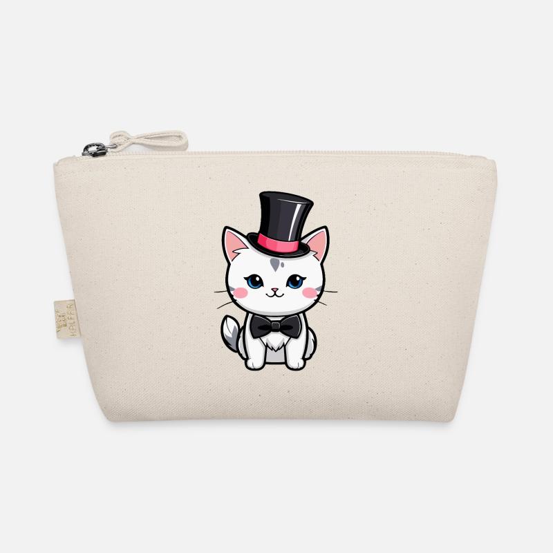 Weiße Katze mit Hut und Fliege Bio-Täschchen