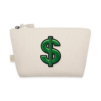 Grüner Dollar-Patch Stickerei - Bio-Täschchen - Natur - Vorne