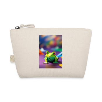 Green Origami Frog - Organic Pouch - nature - Front