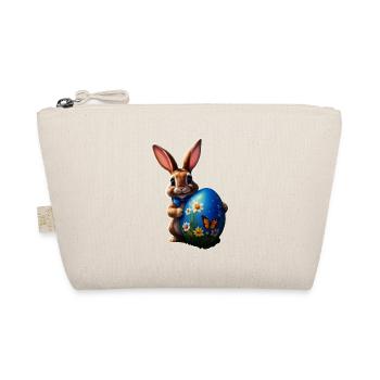 Kleiner Osterhase mit blauem Osterei - Bio-Täschchen - Natur - Vorne