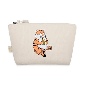 Fat Tiger Eating Pizza Funny Comic Style - Organic Pouch - nature - Front