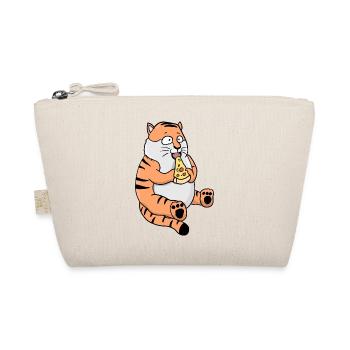 Fat Tiger Eating Pizza Funny Comic Style - Organic Pouch - nature - Front