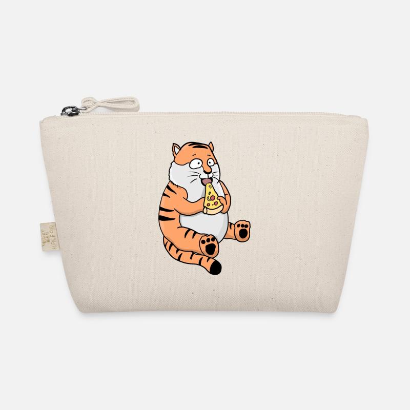 Fat Tiger Eating Pizza Funny Comic Style Organic Pouch