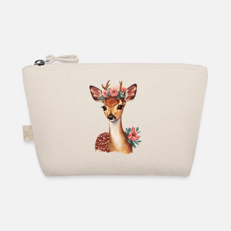 Cute deer with a flower wreath Organic Pouch