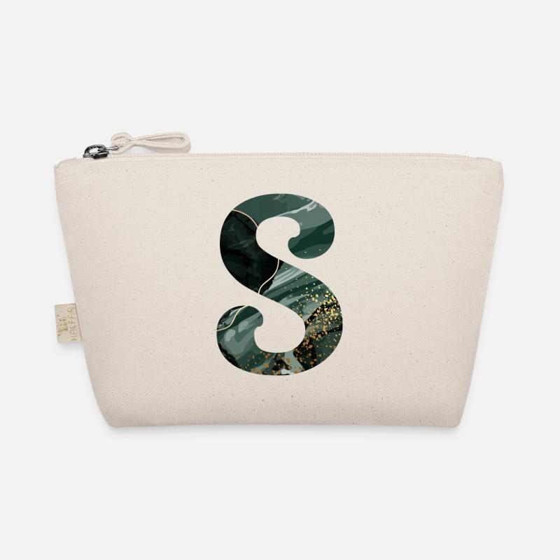 Green Marbled S Letter Organic Pouch