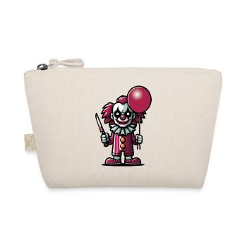 Creepy Cartoon Clown with a Knife and a Balloon - Organic Pouch - nature - Front