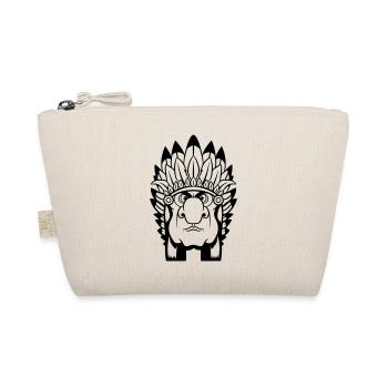 Grim Indian chief with feather headdress comic - Organic Pouch - nature - Front