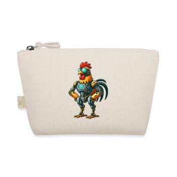 Robot Chicken Rooster Hen Cyborg Mechanical Design - Organic Pouch - nature - Front