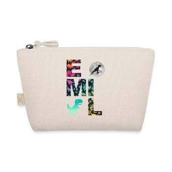 EMIL - Beautiful boy name with dinosaur - Organic Pouch - nature - Front