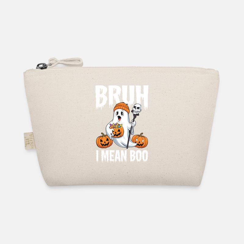 Spooky Halloween Ghost with Pumpkins Organic Pouch