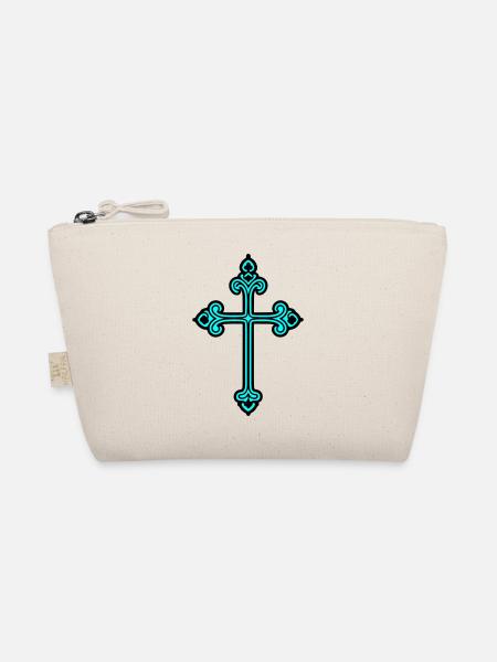 Cross Sign Faith - Organic Pouch - nature - Front