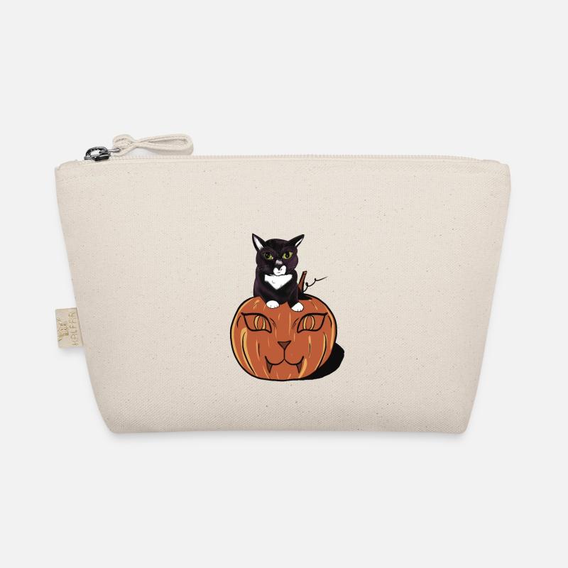 Halloween Schwarze Katze - Bio-Täschchen - Natur