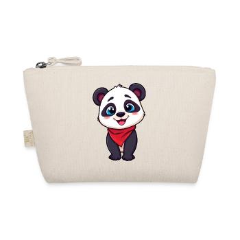 Playful Panda in Red Bandana - Organic Pouch - nature - Front