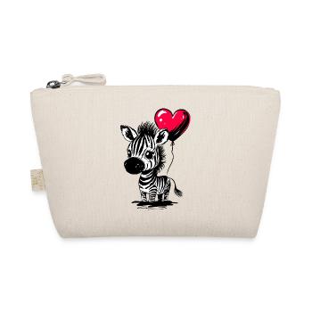 Zebra with Heart Balloon - Heartful Creatures - Organic Pouch - nature - Front