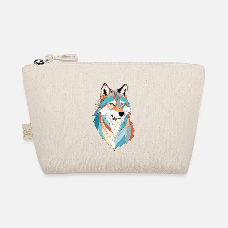 Wolf Vektor Kunst mit lebendiger Farbe Illustration Bio-Täschchen