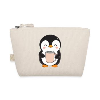 Pingouin mignon tenant une tasse à café - Design adorable - Trousse biologique - nature - Devant