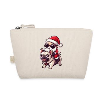 French Buldog Dog Santa Claus Cartoon - Organic Pouch - nature - Front