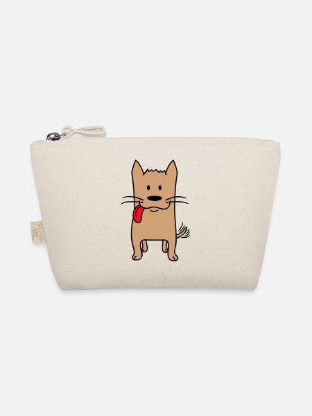 Dog Tongue Out Happy Cute Wiggling - Organic Pouch - nature - Front