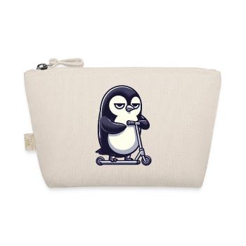 Lustiger Pinguin mit Roller Skaten Comic - Bio-Täschchen - Natur - Vorne