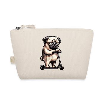 Funny Pug on Scooter Scooter Comic - Organic Pouch - nature - Front