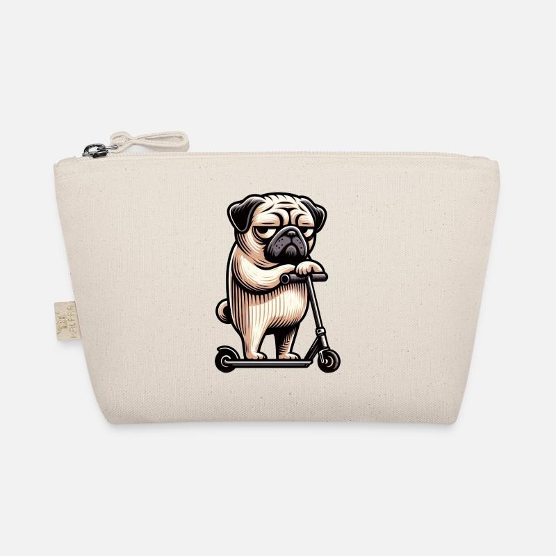 Lustiger Mops auf Roller Scooter Comic Bio-Täschchen
