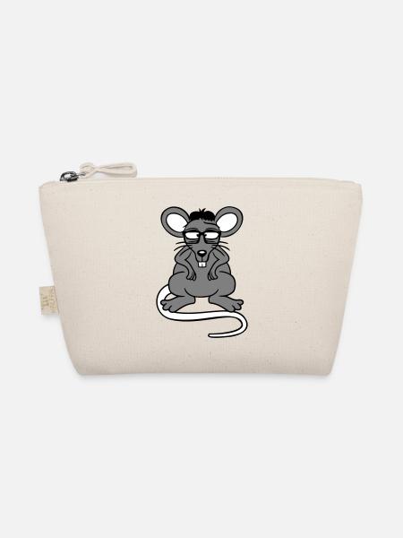 Maus Nerd Geek Hornbrille Schlau Intelligent Freak - Bio-Täschchen - Natur - Vorne