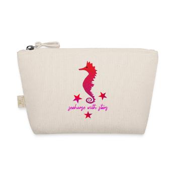 rotes Seepferdchen mit Sternchen pink - Bio-Täschchen - Natur - Vorne