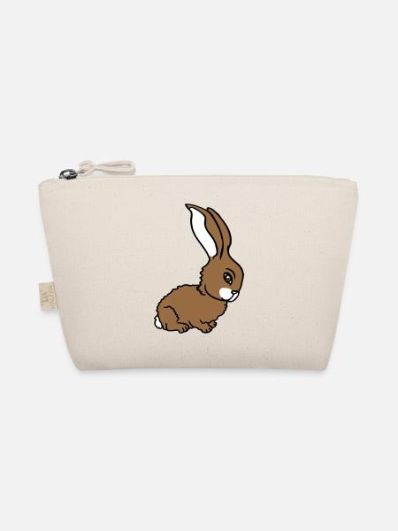 Hase Häschen süß niedlich klein freundlich knuffig - Bio-Täschchen - Natur - Vorne