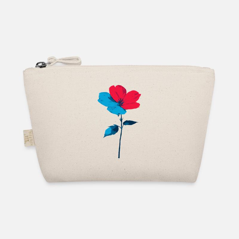 Blue Red Flower - Organic Pouch - nature