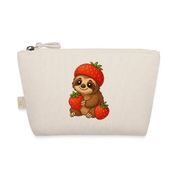 Cute Sloth Strawberry Cartoon Fruity Fun - Organic Pouch - nature - Front